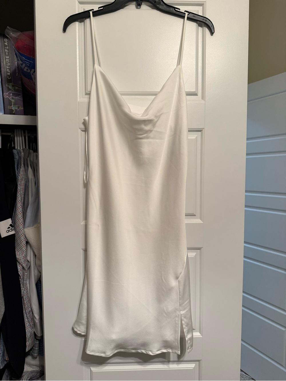 Astr Satin Cowl Neck Mini Dress - White